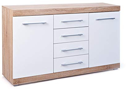 Inter Link - Buffet - 2 Türen - 4 Schubladen - Eiche und weißes Laminat - Lublin 4