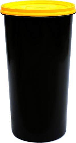 Will-Jeder Mülleimer 60l mit geruchsdichtem Deckel (Gelb), Gelber Sack Ständer, Made in Germany, Müllsackständer ermöglicht rissfreie Säcke