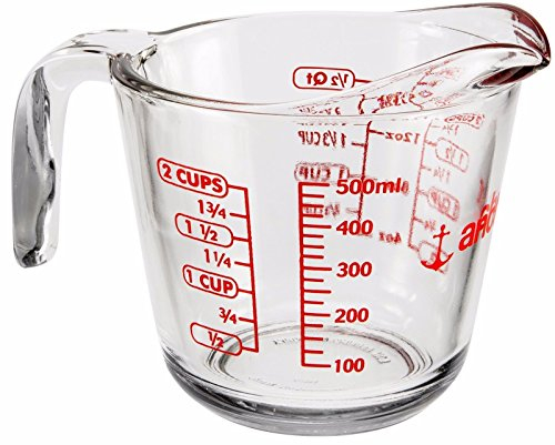 Anchor Hocking 500ml Glass Measuring Jug with Millilitres, Pint & Cups Measurements, Measuring Jugs, Glass Jugs Measuring, Kitchen Jugs, Gravy Jugs, Glass Jug with Measurements,