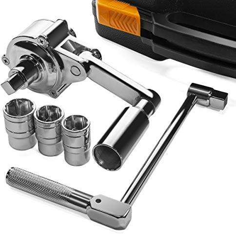 Stark USA Heavy Duty Torque Multiplier Wrench Set Lug Nut Labor Saving Wrench Remover Set (17mm, 19mm, 21mm Sockets) 1/2 Driver With Carrying Case