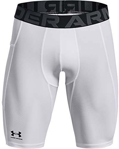 Under Armour Short Long HeatGear pour Homme, Blanc (100)/Noir., Taille 3XL Hauteur