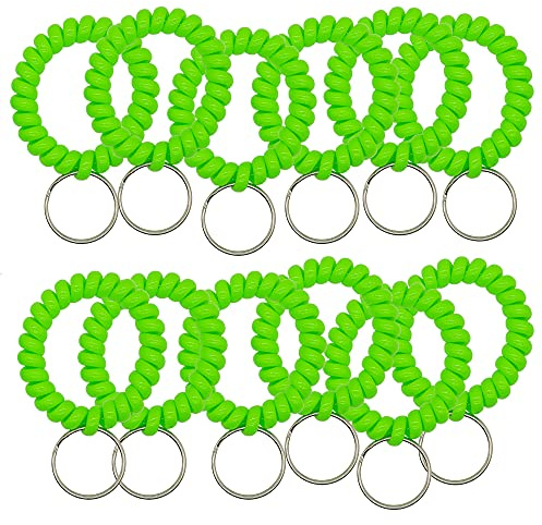 Lot de 50 porte-clés extensibles - Noir - Pour étiquette de numéro (vert)
