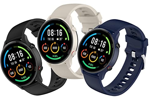 SenMore 3 Stücks 22mm Armband Kompatibel Mit Xiaomi Mi Watch/S1/S1 Active/Color Sport - Weiches Silikon Ersatzband für Smartwatch