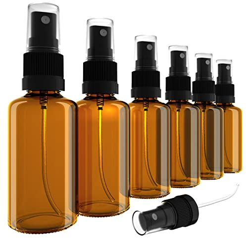 EBELYX Sprühflasche 50ml 6x, Made in Germany, kleine Sprayflasche mit Zerstäuber aus Braunglas
