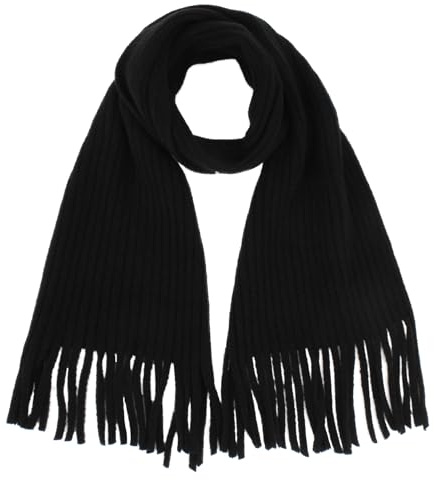 LA HUATE Sciarpa per Bambini in Lana Lavorata a Maglia con Nappe Autunno Inverno Scaldacollo Colore Solido Caldo, Nero , Taglia unica