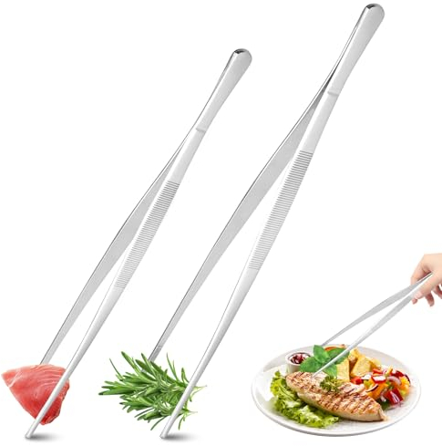 Pinze da Cucina,25 cm e 30cm Pinza Cucina Professionali,Pinze Cucina in Acciaio Inossidabile,Barbecue Pinzette da Cucina,Multifunzione,per Una Presa Salda, Adatte per Chef,Bistecche,Barbecue,Cucinare