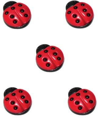 Trucraft - 15mm Ladybird Shank Buttons - Pack of 5 - for Baby Children Knitting Sewing Craft