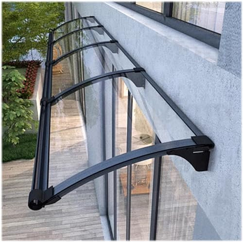 Auvent de Porte Aluminium,Marquise de Porte d’Entrée en Polycarbonate Transparent,Auvent Marquise d'Entrée de Bloc UV de 99,99%,Terrasse Toit Abri Banne Protection (45x110cm/18 x43)