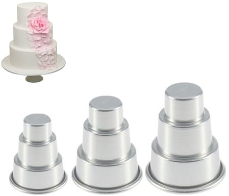 TROONZ Backen von Kuchenformen, Backformen-Set, 3-lagiges rundes Cupcake-Backformen-Set, Leicht zu lösende DIY-Kuchenform, geeignet für die Herstellung Schichtkuchen