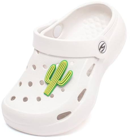 HOBIBEAR Kid's Unsiex Garden Shoes Cute Cartoon Slides Sandals Clogs(White, 2 UK)
