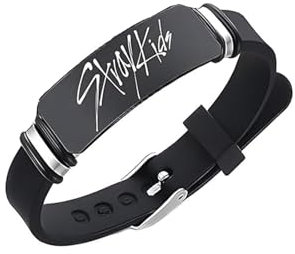 Yoimckay 1 Pack Bracelet, Charm Silikon Armbänder Schmuck, Kinder Bracelets, Schwarzes Armband, Adjustable Wristband, Bracelet Adjustable Wristband für Fan Geburtstag Kreatives