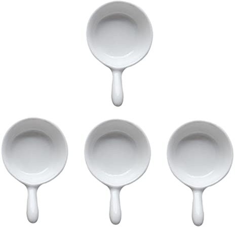 COLLBATH 4pièces Plat à Sauce Céramique Avec Poignée Lot De Blancs Gobelet à Sauce Pour Restaurant Et Support à Apéritifs