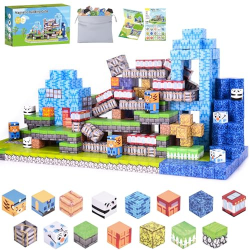 Magnetische Bausteine - Baue Mine Magnet Welt Set, 2.5CM Magnet Bausteine,DIY Magnetspielzeug für Kinder,Magnetbausteine Blöcke Magnet Spielzeug für Geschenk ab 3+ Jahre Junge Mädchen (100 Stück)