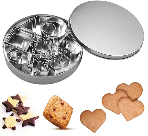 24Stück Plätzchen Ausstecher Mini,Plätzchenausstecher,Ausstechformen Weihnachten,Kleine Keksausstecher aus Edelstahl,Geometrische Keks Ausstechformen Set Für Tortendekorationen,Zuckerkuchen Und Kekse
