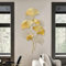 awolsrgiop Wanddekoration Ginkgo 3D Wandbild aus Metall, 55X110cm Wanddeko Gold Wanddekoration Wohnzimmer Wanddeko Blätter Wandverzierung Wandskulpturen, für Wohnhäuser Villenmodelle Hotelrestaurants