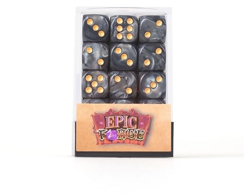 Epic Forge-Lot de 36 dés 6 Faces - 12mm- Noir