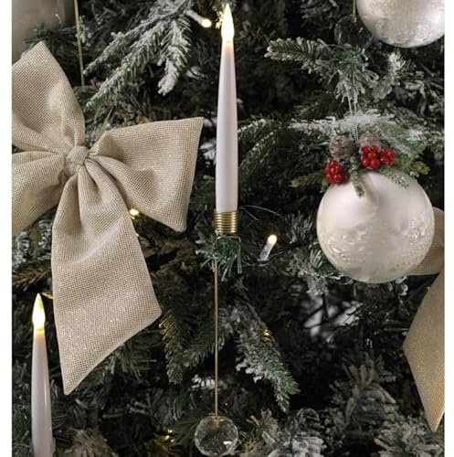 Mascagni CASA Set 10 Candele con Luce LED per Albero di Natale con Palla Diamante in Vetro 31,5cm Addobbi di Natale