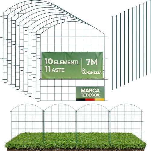 LAINFELD Recinzione per laghetto, set completo | 10 elementi di recinzione in metallo con pali | recinzione per piscina per bambini recinzione da giardino flessibile