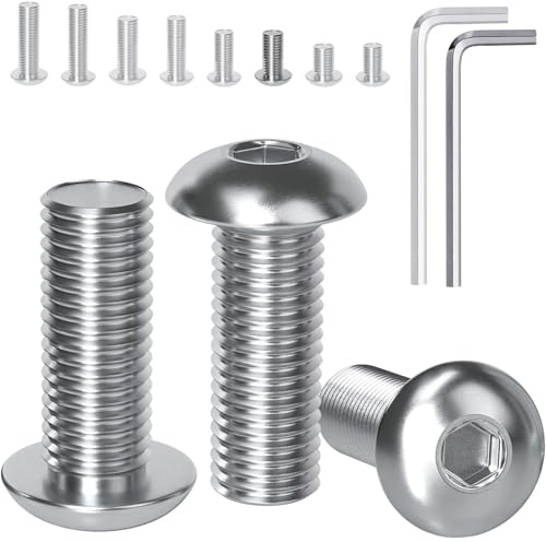 YOOPIN 60 tornillos de cabeza alomada M5 x 12 mm, hexágono interior, tornillos de cabeza plana M5 de acero inoxidable, tornillos de cabeza redonda de acero inoxidable 304 con llaves hexagonales