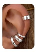Morfetto 4Pares Ear Cuff Pendientes Oreja Sin Agujero para Mujer - Pendientes Clip Ajustables Baño de Oro 14K Hipoalergénicos Falsos Piercing Tragus Cartílago Hélix Dorados Plata
