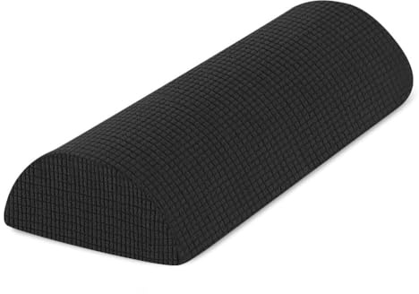 DUJUIKE Cuscino a Mezzaluna Con Cinghie, Cuscino Per Gambe,Cuscino lombare e ginocchia, Gambe e Schiena Per Alleviare Il Dolore, La Federa è Lavabile in Lavatrice, 60 X 25 X 10 cm (Nero)