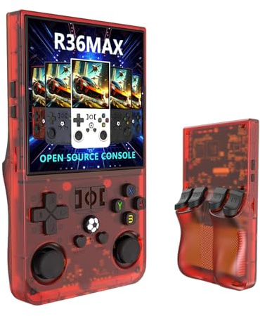 Aidodmom Consola retro portatil R36-Max De Juegos, Sistema Linux De Código Abierto, 30 Emuladores 2W Juegos 4000mAh Batería, Pantalla IPS De 3,5 Pulgadas