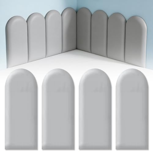 3D-väggpaneler, stoppningspanel, väggstoppning, självhäftande, väggkudde, väggpanel, säng, stoppad platta, självhäftande, väggkudde, väggkudde, väggpanel, stoppad för väggpaneler, sovrum (ljusgrå)