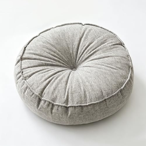 Qnbonrich utomhus sittdyna rund – 45 cm diameter – sittdyna rund bekväm golvkudde, rund golvkudde, väderbeständig, vattentät, för terrass, balkong och trädgård, inomhus och utomhus (molngrå)