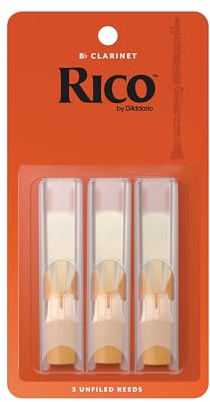 D’Addario Woodwinds - Rico Bb Clarinet Reeds - Reeds for Bb Clarinet - Crafted for Beginners, Students, Educators - Strength 1.5, 3-pack