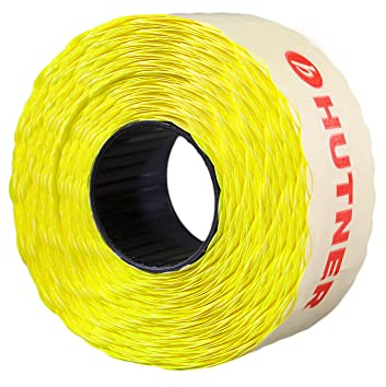 HUTNER 30 Rollen Preisetiketten 26x12 leucht-gelb ablösbar | 45.000 Etiketten | Preisauszeichner Etiketten