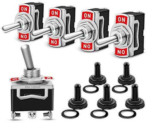 Gebildet 5STÜCKE Rocker Kippschalter 12mm,15A-250VAC/20A-125VAC,3Pin SPDT EIN/AUS/EIN Schalter + 5STÜCKE wasserdichte Abdeckung,verwendet für Auto Auto LKW Boot