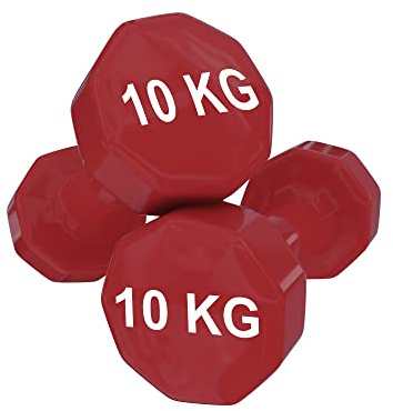 Manubri Coppia Di Pesi Vinile Antiscivolo Manubrio Palestra Fitness Body Building Esercizi Casa Impugnatura Antiscivolo Colore Rosso Confezione 2 Pezzi x 10 Kg