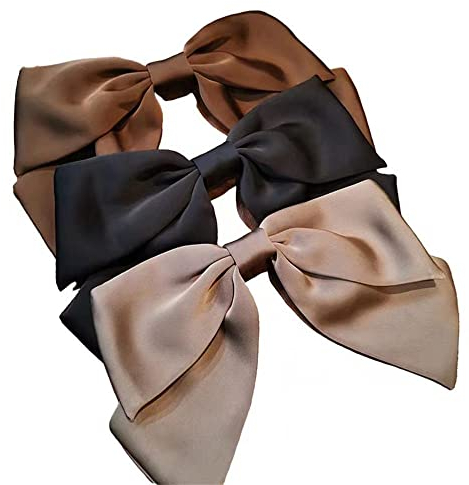 Grande Pince à Cheveux Pour Femme Barrettes Satin Noir Avec NœUd Accessoire éLéGant Pour Cheveux Pour Filles Et Enfants