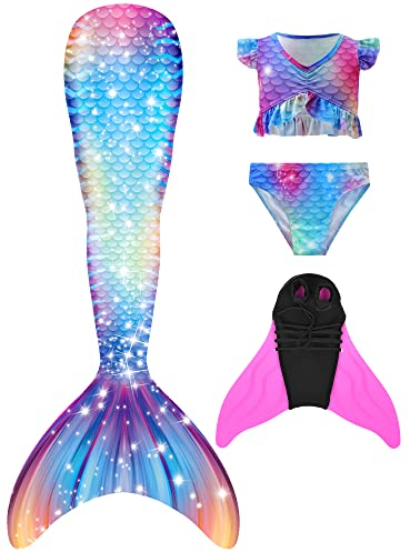shepretty Kinder Meerjungfrauenschwanz Zum Schwimmen mit Meerjungfrau Flosse,M2fen,150