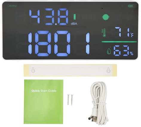 Topyond 11-Zoll-Schallpegelmesser Zur Wandmontage – 30–130 DB Digitalanzeige-Dezibelmesser, Multifunktionales 4-in-1-Gerät Für Klassenzimmer, Büro Und Zuhause