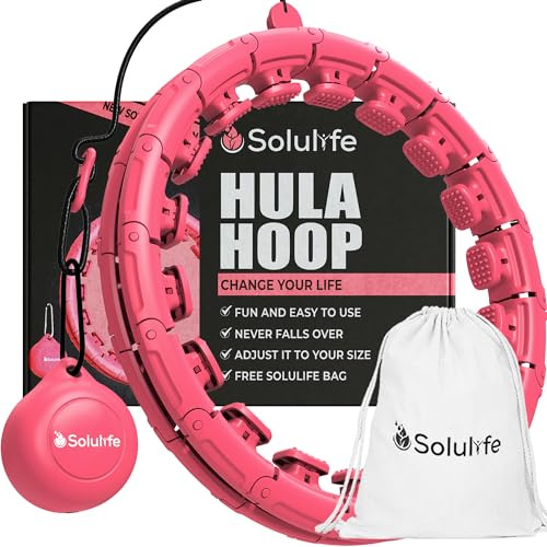 SOLULIFE Rockring för vuxna, viktminskning och massage, 24-delad rockring för viktminskning, tränar höfter, ben, rumpa, hoopie som aldrig ramlar ner, hoola Hoop med boll inkl. väska
