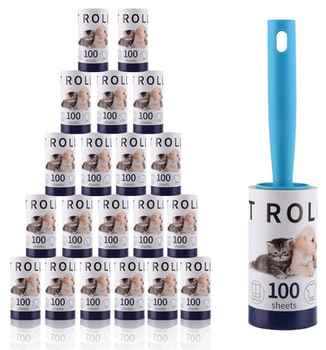 ASelected 10 Pcs Lint Roller Refills with 1 Handle,1000 Sheets Roller Sticky Pet Hair Remover for Pet Hair, Cat Hair, Dog Hair, Dust,Clothes, Sofa