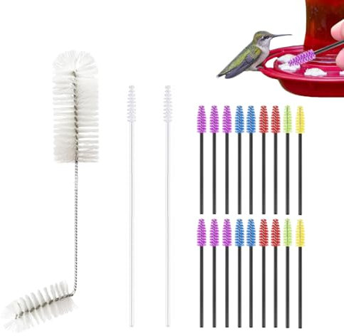 Kit de 21 brosses de nettoyage pour mangeoire à colibris – Outils de nettoyage de petites pièces pour tubes, pots, bouteilles, trous d'alimentation, 21 pièces en 3 tailles (blanc)