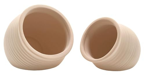 M2cbridge Pottery Ceramic Jar Natural Clay Vase for Cichlid Small Fish Shrimp to Play Hide Breed Habitat (Creamy Clay, 2pcs)