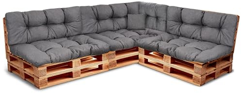 Best Wool Ensemble de Coussin Palette – Assises pour Palettes Europe Rembourrées avec Mousse Granulaire Poulirette – Inclut 3X Assises 120x80 cm + Dossier 120x40 cm Ainsi Que 60x40 cm et 40x40 cm