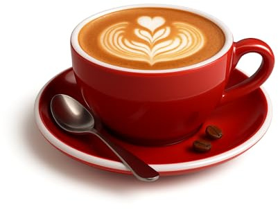 MUVELL 6 tazas de capuchino, color rojo, estilo italiano, paredes gruesas y pesadas, aptas para lavavajillas, juego de 6 con platillos, set de regalo