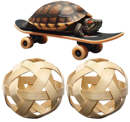 Generisk barnboll för sköldpaddor, sköldpaddor-hö-foderboll – gräs | foderboll med skateboard – 2 godsbollar, sköldpaddor berikningsleksaker för sköldpaddor