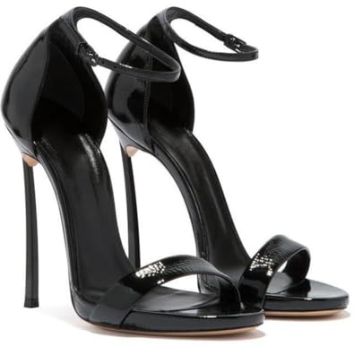 Eleganti Sandali da Donna con Tacco Alto Sexy Scarpe Estive da Cerimonia con Tacco a Stiletto e Punta Aperta Sandali Raffinati con Cinturino Alla Caviglia Per Feste e Banchetti,Nero,39 EU