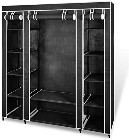 vidaXL Stoffschrank Schwarz Faltschrank Kleiderschrank Garderobenschrank