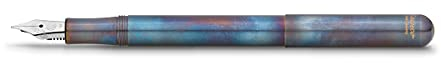 Kaweco LILIPUT Füllhalter Fireblue I Exklusiver Edelstahl Füllhalter für Tintenpatronen inklusive Retro Metallbox I Füller 12,5 cm I Federbreite: F (Fein)