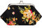 Oyachic Münzbörsen, Floral Mini Geldbörse,Kiss Lock Coin Purse,Münzbeutel mit Clipverschluss,Klippverschluss,Black