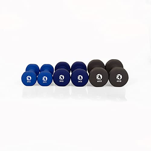 18 Kilogramm Set | 3 Hantel Paare aus NEOPREN | Gymnastikhanteln | Hanteln | Kurzhanteln | 3 Paar | 2 x 2,0 Kg | 2 x 3,0 Kg | 2 x 4,0 Kg