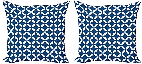 ABAKUHAUS Marine Kissenbezug Set (2Stück), Alte Runden Oval, doppelseitiges Digitaldruckdekor mit Reißverschluss, 60 cm, Royal Blue Weiß
