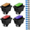 Gebildet 4Pcs 230V AC DPST 4 Pins 2 Position EIN/Aus Rot/Blau/Gelb/Grün LED-Licht beleuchtet wasserdichter Kippschalter Kippschalter (16pcs Kabelstecker)
