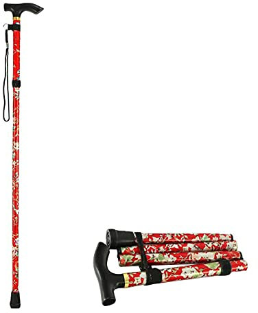 Bexdug Verstellbarer Klappbarer Spazierstock, Faltbar Gehstock Bergstock,Wanderstock,Gedruckter Aluminium-Spazierstock,Gehstock Bunt